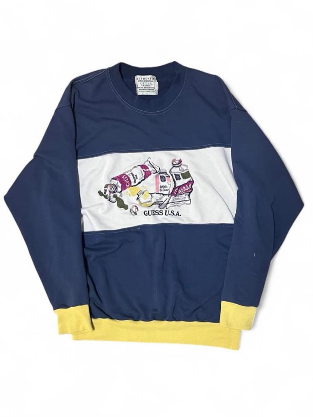 Vintage guess georges Marciano paint tube embroidered sweatshirt